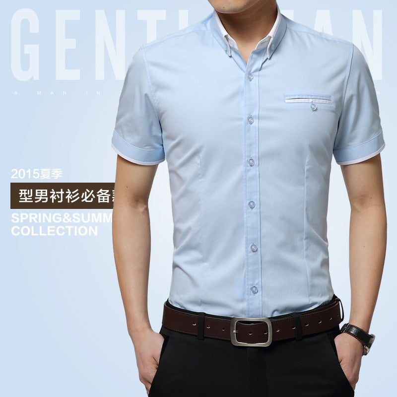 2022 New Arrival Brand Men&#39;s Summer Business Shirt Short Sleeves Turn-down Collar Tuxedo Shirt Shirt Men Shirts Big Size 5XL