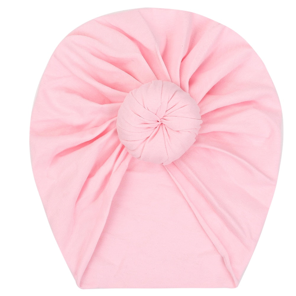 Solid Baby Cotton Beanies Cute Bear Ear Bowknot Turban Hats Sweet Soft 0-4T Elastic Caps for Newborn Baby Boy Girls Headwraps