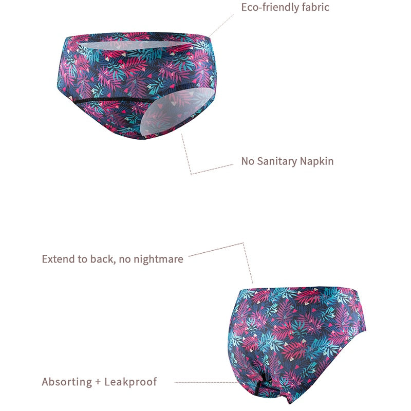 Women&#39;s Seamless Ice Silk Underwear Menstrual Period Brief High-Cut Bikinis Menstrual Leak Proof Underwear for Women Bikini