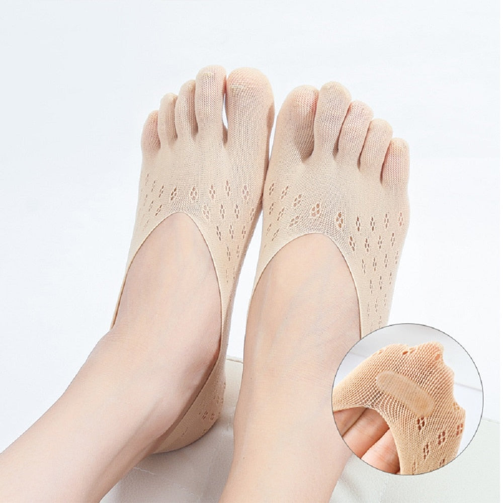 Fashion Summer Thin Toe Sock Slippers Women Lady invisible Silicone Anti-skid Five Finger Socks