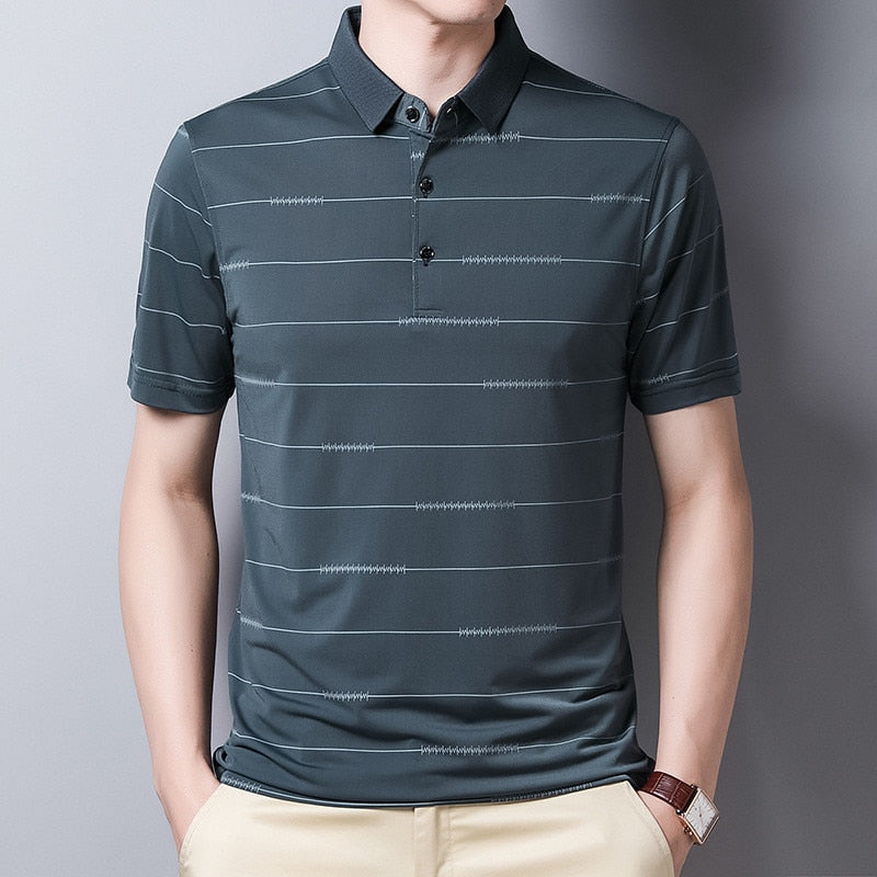 Ymwmhu 2022 New Arrival Polo Shirt Striped Short Sleeve Summer Cool Shirt Streetwear Fashion Male Polo Shirt Men Tops Clothes