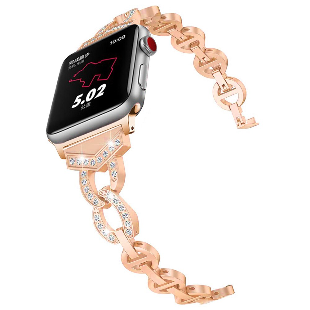 Fashion Diamond Bracelet for Apple Watch Band Series 7 SE 6 5 4 3 Women Strap for iWatch 41mm 45mm 40mm 44mm 38/42mm Metal Belt