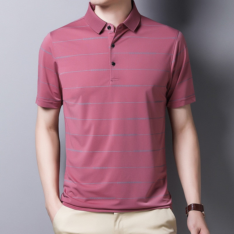Ymwmhu 2022 New Arrival Polo Shirt Striped Short Sleeve Summer Cool Shirt Streetwear Fashion Male Polo Shirt Men Tops Clothes