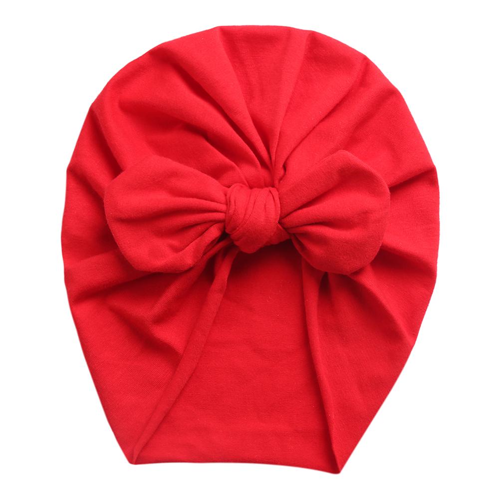 Solid Baby Cotton Beanies Cute Bear Ear Bowknot Turban Hats Sweet Soft 0-4T Elastic Caps for Newborn Baby Boy Girls Headwraps