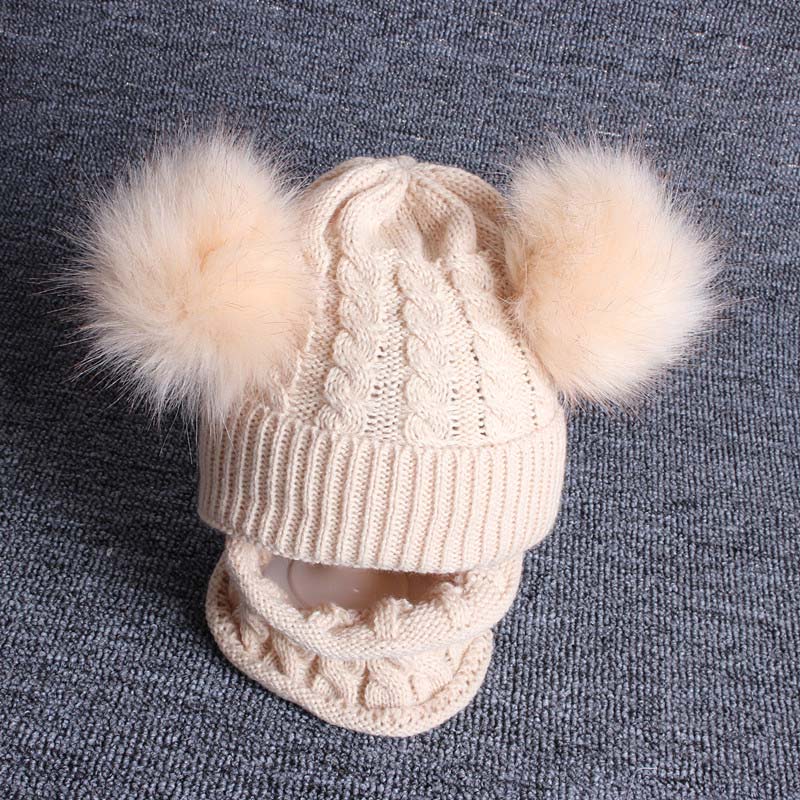 2Pcs Baby Hat Scarf Set Bear Cat Warm Knitted Baby Winter Hat Cap Bonnet Kids Hat Boy Girl Caps Boys Girls Crochet Beanie Autumn