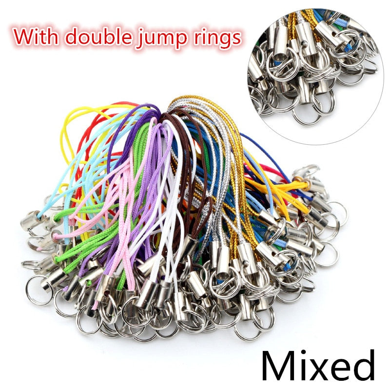 100pcs Lanyard Lariat Strap Cords Lobster Clasp Rope Keychains Hooks Mobile Set Charms Keyring Bag Accessories Key Ring