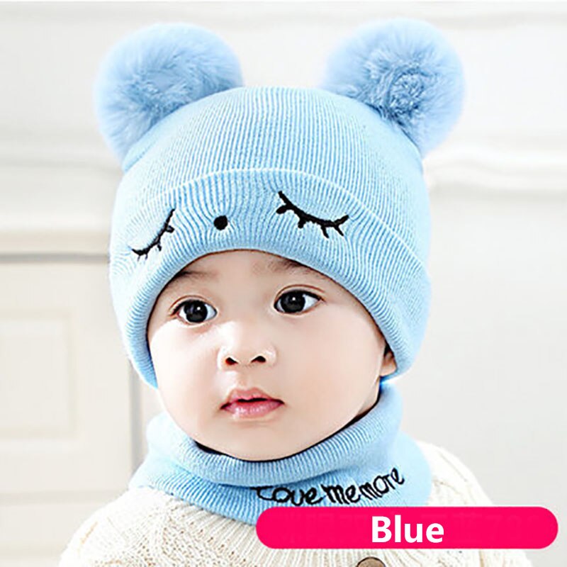 2Pcs Baby Hat Scarf Set Bear Cat Warm Knitted Baby Winter Hat Cap Bonnet Kids Hat Boy Girl Caps Boys Girls Crochet Beanie Autumn