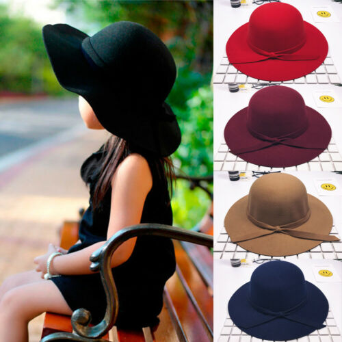 Citgeett New England Retro Wind Children Girls Big Hat Big Hat Bow Beach Hat Sun Hat