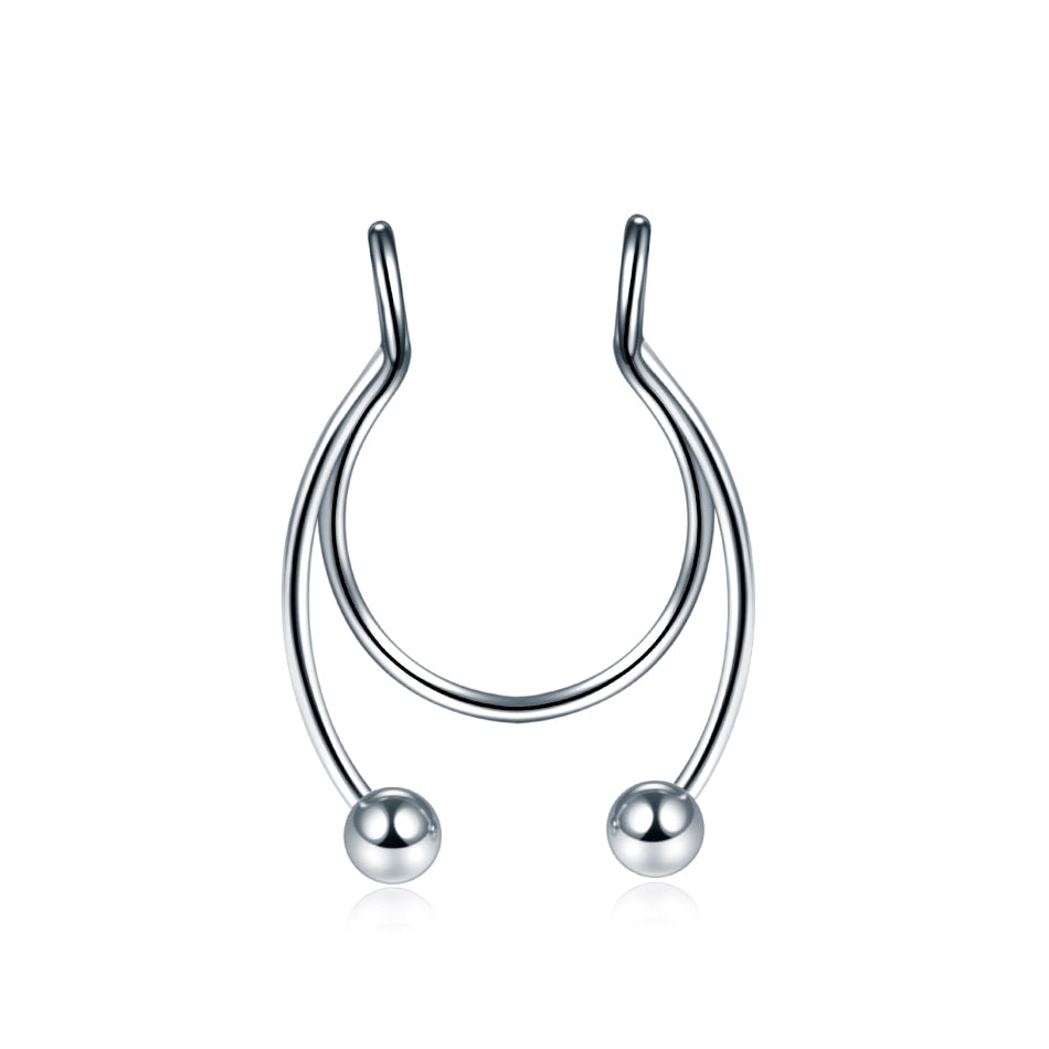 1Pc Stainless Steel Fake Nose Ring Hoop Septum Rings C Clip Lip Ring Earring for Women Fake Piercing Body Jewelry Non-Pierced