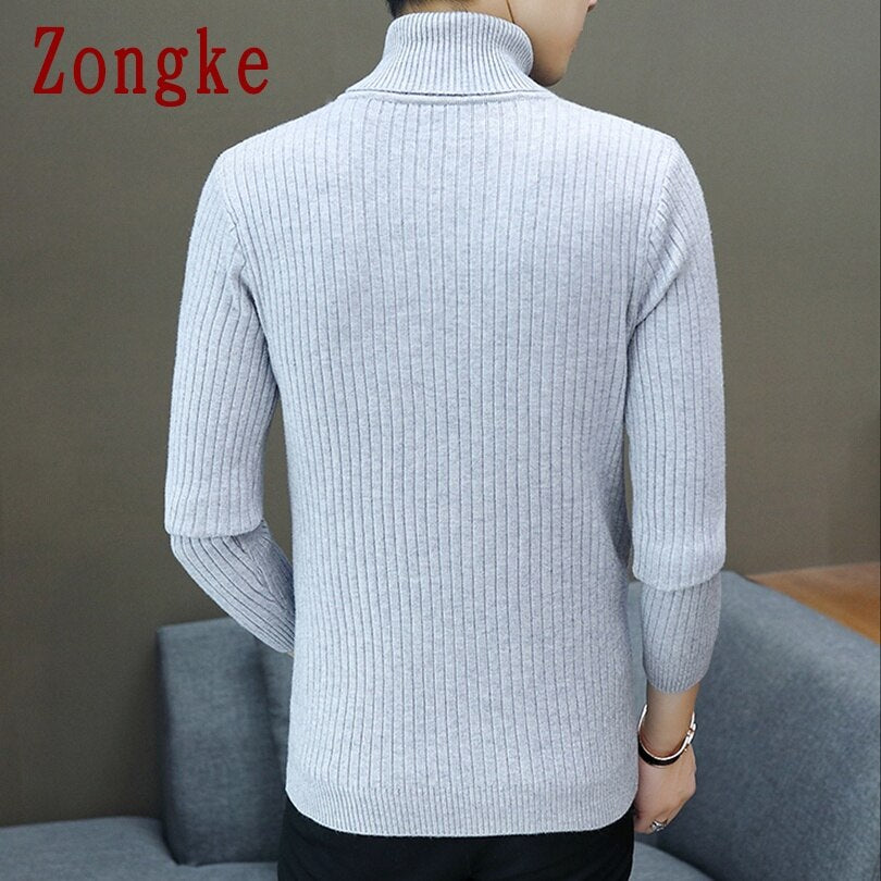 Zongke Thin White Turtleneck Men Sweater Pullover Men Clothing Korean Men Turtle Neck Spring Clothes M-3XL 2022