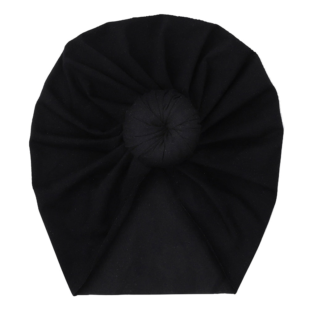 Solid Baby Cotton Beanies Cute Bear Ear Bowknot Turban Hats Sweet Soft 0-4T Elastic Caps for Newborn Baby Boy Girls Headwraps
