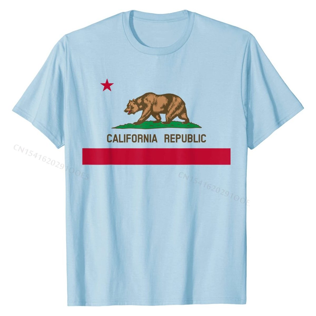 California Republic Flag Patriotic State Travel USA Gift T-Shirt Cotton Tops Tees Hip hop Discount Normal T Shirt