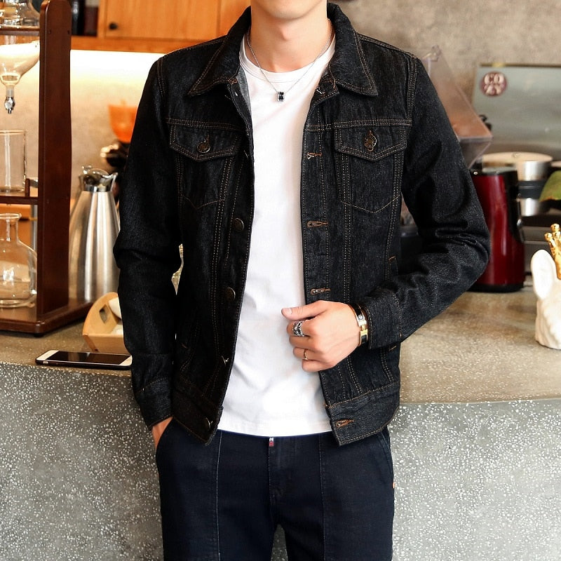 Hot 2022 Fashion Mens Denim Jackets Slim Fit Mens Jeans Jacket Cotton Outwear Coat Long Sleeve Hole Male Clothing Size M-4XL