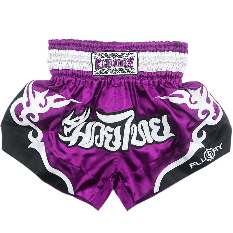 Fluory  Men Women Kids Fight shorts Boxing Pants Shorts embroidery MMA Shorts Muay thai shorts for combat games