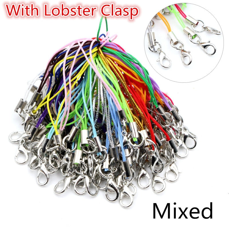 100pcs Lanyard Lariat Strap Cords Lobster Clasp Rope Keychains Hooks Mobile Set Charms Keyring Bag Accessories Key Ring
