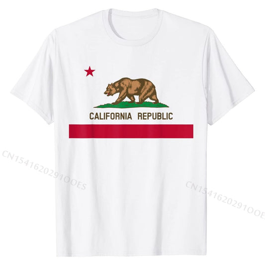 California Republic Flag Patriotic State Travel USA Gift T-Shirt Cotton Tops Tees Hip hop Discount Normal T Shirt