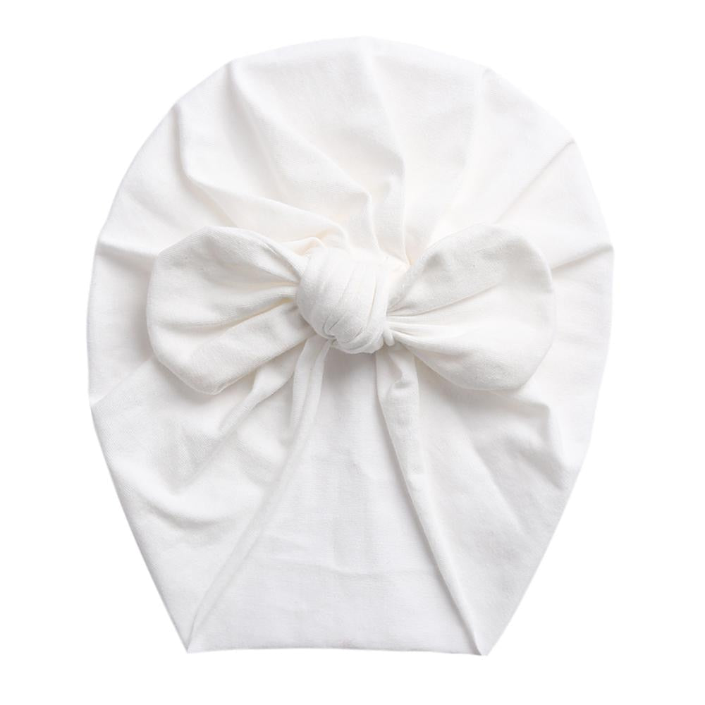 Solid Baby Cotton Beanies Cute Bear Ear Bowknot Turban Hats Sweet Soft 0-4T Elastic Caps for Newborn Baby Boy Girls Headwraps