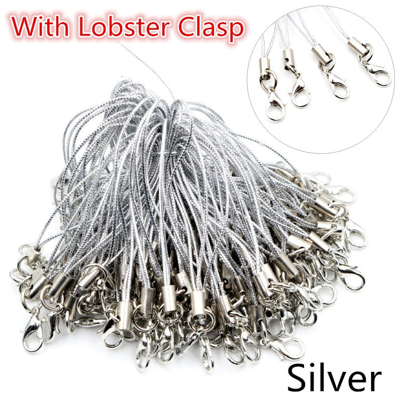 100pcs Lanyard Lariat Strap Cords Lobster Clasp Rope Keychains Hooks Mobile Set Charms Keyring Bag Accessories Key Ring