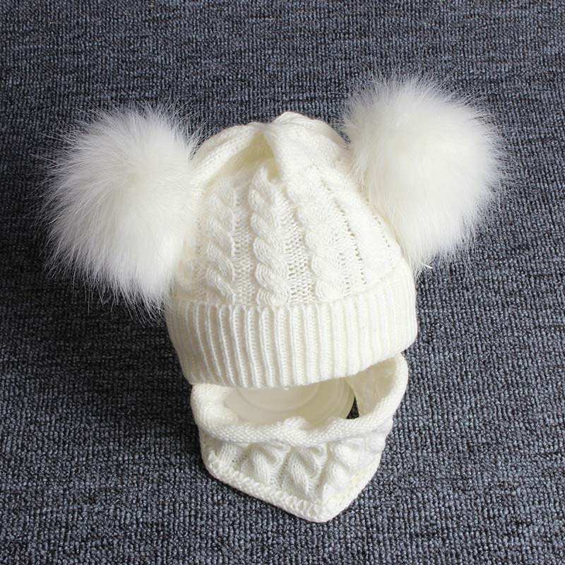 2Pcs Baby Hat Scarf Set Bear Cat Warm Knitted Baby Winter Hat Cap Bonnet Kids Hat Boy Girl Caps Boys Girls Crochet Beanie Autumn