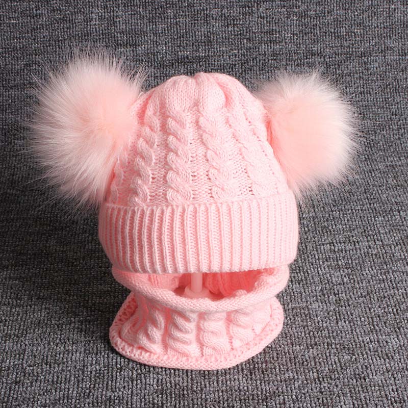 2Pcs Baby Hat Scarf Set Bear Cat Warm Knitted Baby Winter Hat Cap Bonnet Kids Hat Boy Girl Caps Boys Girls Crochet Beanie Autumn