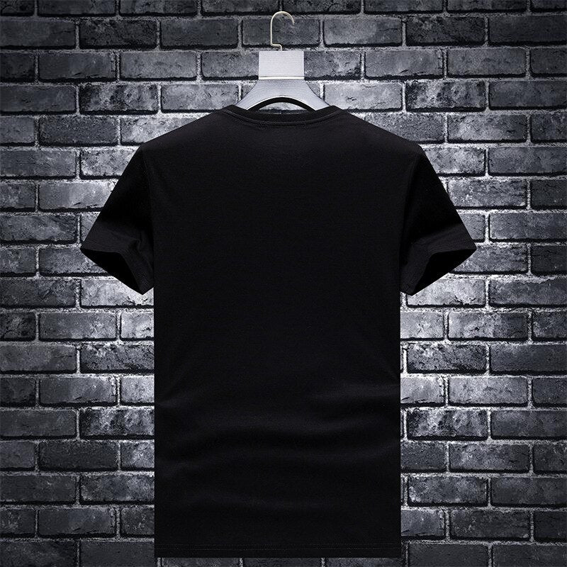 Plus Size 7XL 2021 Cute Bear Rhinestones T Shirts Men Brand Short Sleeve Fashion Man Streetwear O Neck Slim Modal Cotton Tshirts