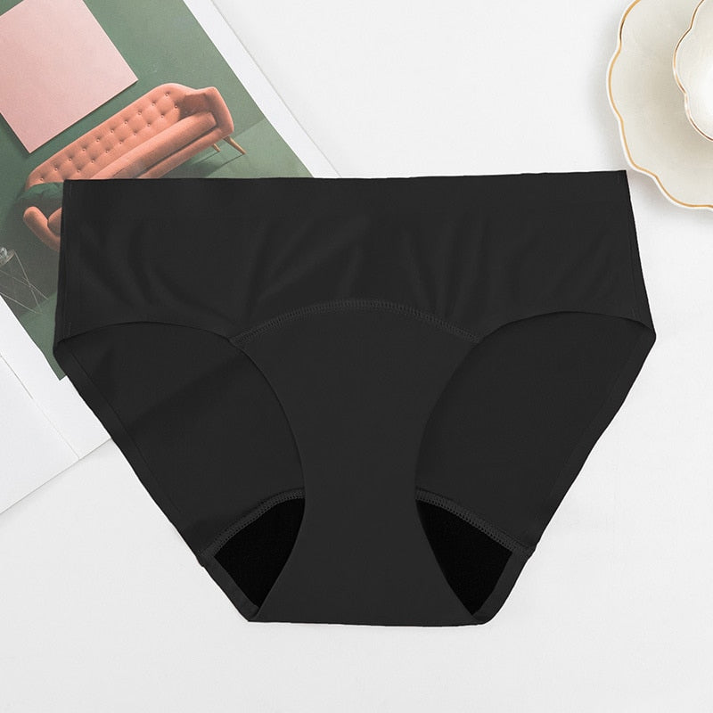 Women&#39;s Seamless Ice Silk Underwear Menstrual Period Brief High-Cut Bikinis Menstrual Leak Proof Underwear for Women Bikini