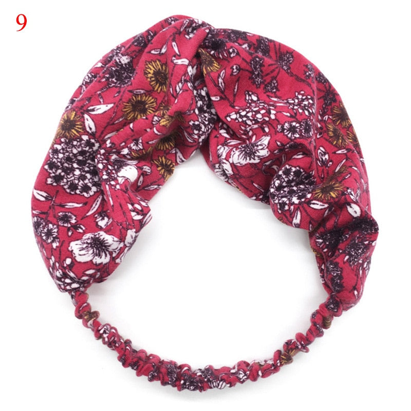Fashion Women Girls Summer Bohemian Hair Bands Print Headbands Vintage Cross Turban Bandage Bandanas HairBands Hair Accessories