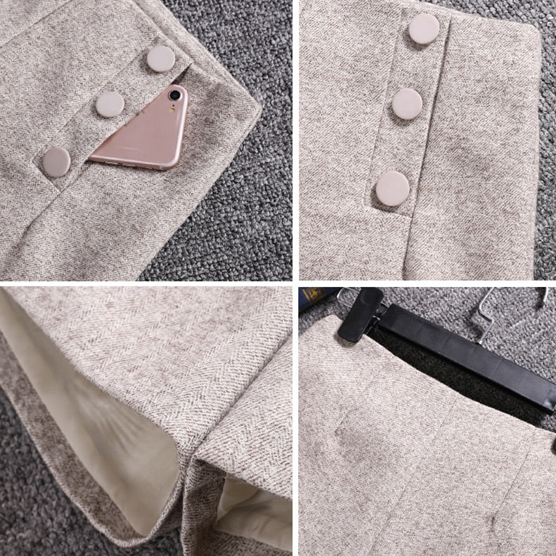 Short Mujer Korean Woolen Shorts Women 2022 Winter Loose Wide Leg Shorts Feminino Autumn  Zipper Pocket Buttons Shorts 7435 50