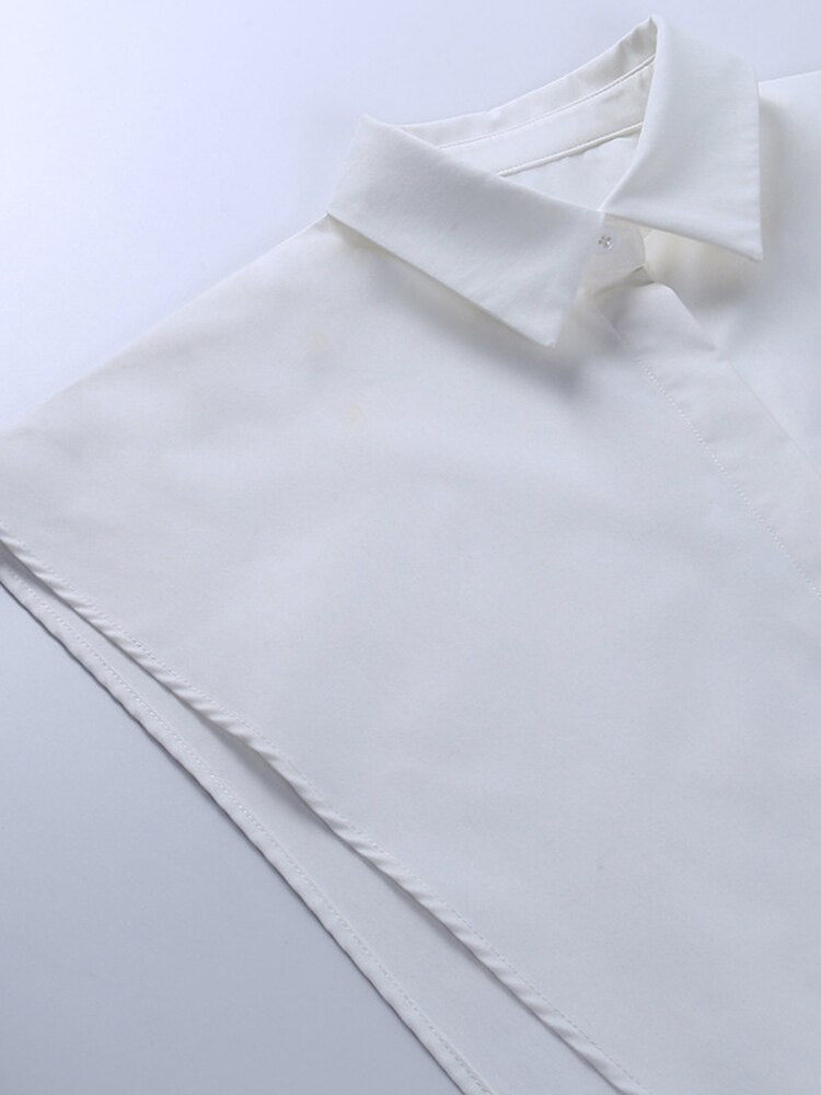 Viifaa Novelty Tops Sexy Cut Out Side Button Up White Shirt Women Fashion Clothing Sleeveless Oversized Shirts