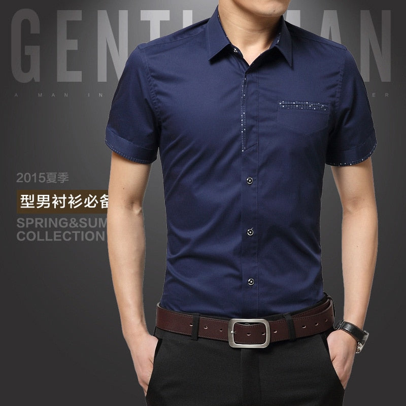 2022 Summer New Men&#39;s Shirt Brand Luxury Men Cotton Short Sleeves Dress Shirt Turn-down Collar Cardigan Shirt Men Clothes