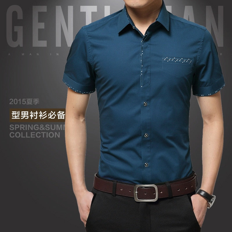 2022 Summer New Men&#39;s Shirt Brand Luxury Men Cotton Short Sleeves Dress Shirt Turn-down Collar Cardigan Shirt Men Clothes