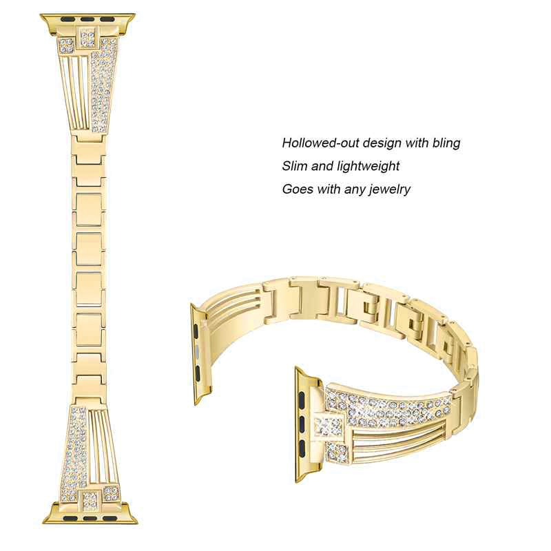 Luxury Crystal Diamond Bracelet Strap For Apple Watch Band 7 42mm 38 40 44 mm Series 6 5 4 3 Bands Steel Women Wrist for iwatch
