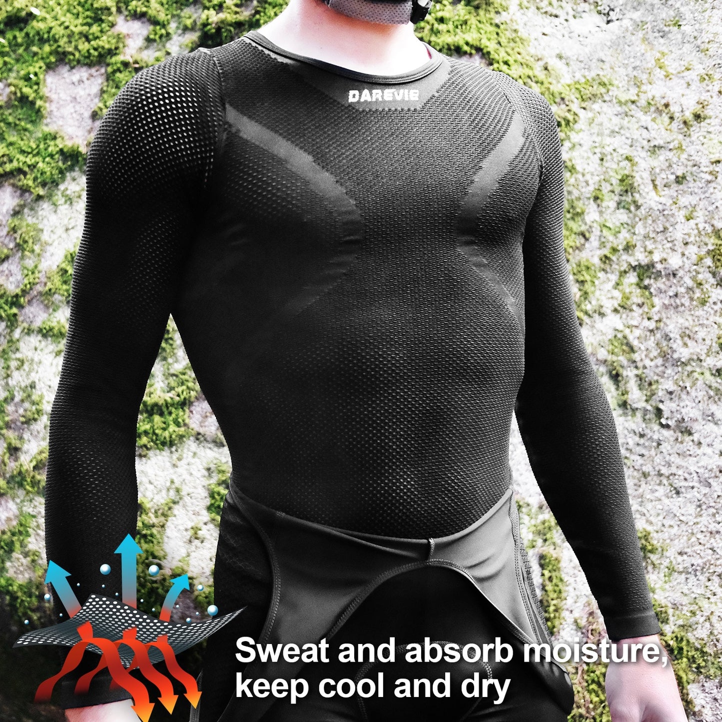 DAREVIE Cycling Vest Compression Seamless First Layer Man 4 Way Strech Undershirt Cycling Fitness GYM Men Wome Cycling Underwear