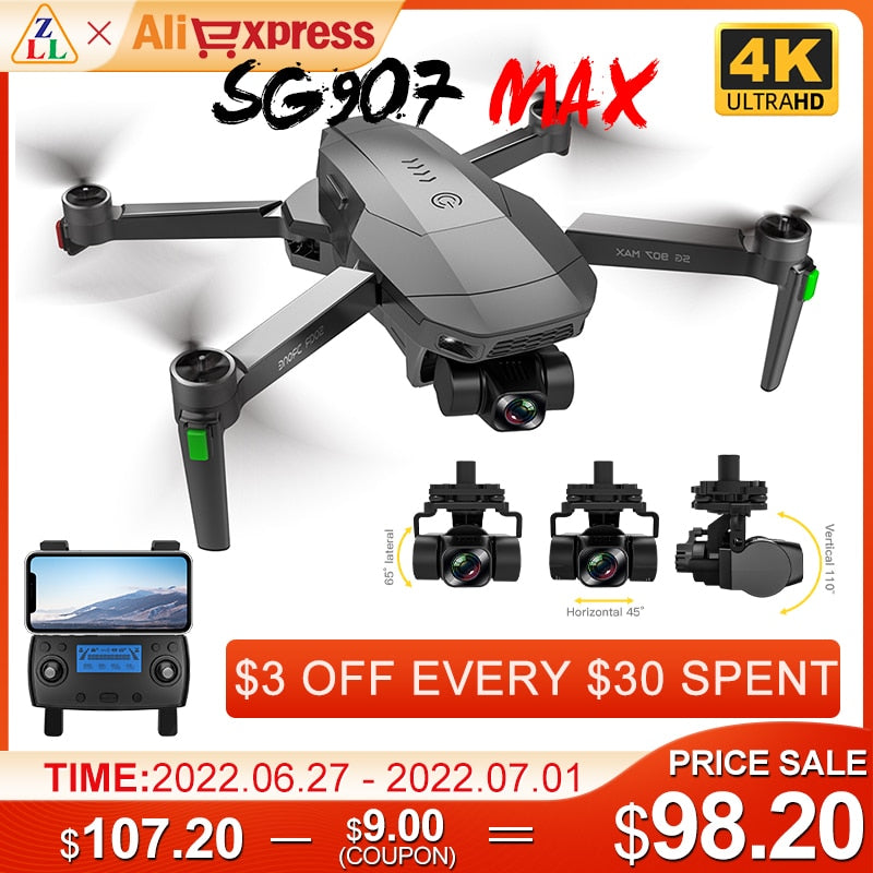 ZLL SG907 MAX GPS Drone 4K Camera 5G FPV WiFi With 3-Axis Gimbal ESC 25 Minutes Flight Brushless RC Quadcopter Profesional Dron