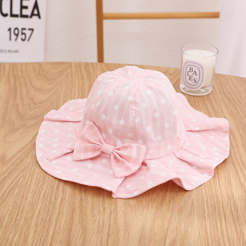 Cute Summer Baby Girl Bucket Hat Print Outdoor Bowknot Kids Girl Sun Hat Children Intant Toddler Panama Beach Cap