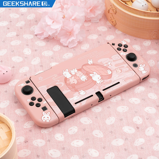 GeekShare Nintendo Switch Case Steamed Bread Rabbit Cartoon Dessert Fairy League Soft Cover Back Girp Shell For Nintend Switch