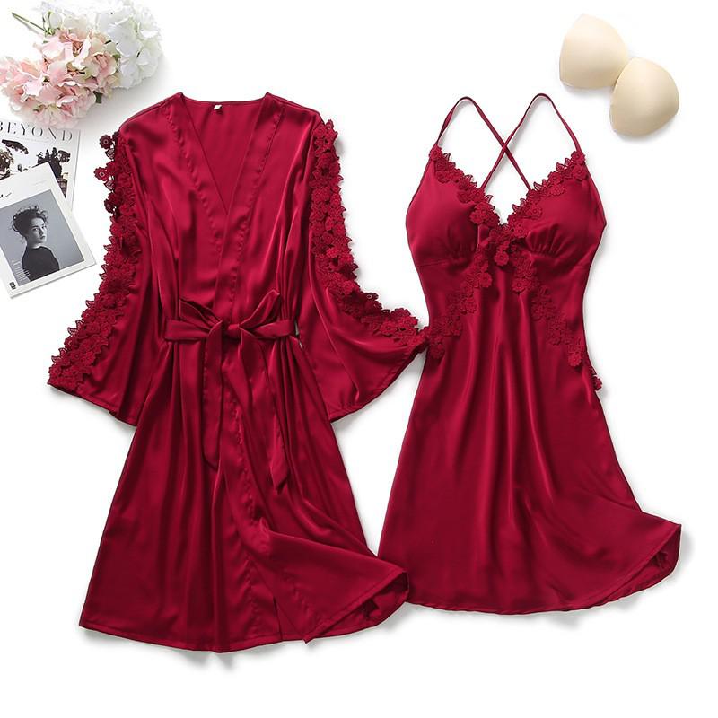 Lace Trim Sexy Wedding Lady Robe Suit Loose Satin Bride Bridesmaid Kimono Bathrobe Gown Mini Sleepwear Rayon Intimate Lingerie