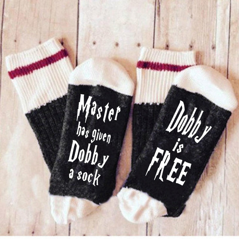 Autumn Spring Women Wine Socks Knitted Letter Cute Meia Funny Sokken Chaussette Novelty Femme Winter Warm Home Sport Hipster Sox