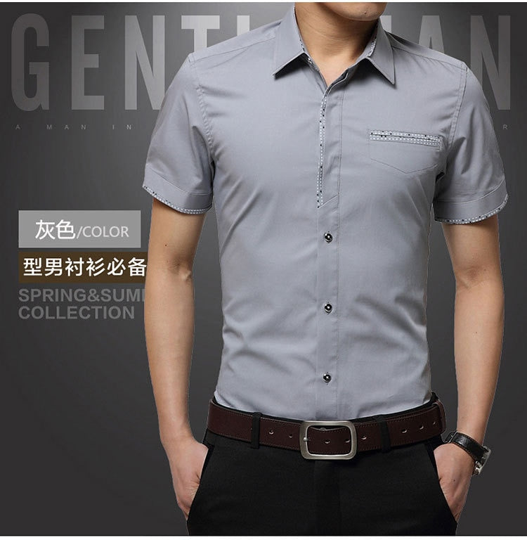 2022 Summer New Men&#39;s Shirt Brand Luxury Men Cotton Short Sleeves Dress Shirt Turn-down Collar Cardigan Shirt Men Clothes